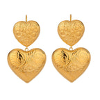 18K Gold Plated Stainless Steel Vintage Love Heart Texture Wave Earhook Earrings Women Romantic Charms Metal Daily Jewelry