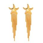 Edelstahl Chic Lange Kette Quaste Seestern Tropfen Hängende Ohrringe Damen 18K PVD Beschichtet Wasserdicht Temperament Stilvoller Schmuck