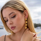 Orecchini pendenti geometrici a conchiglia placcati in oro 18k in acciaio inossidabile, texture metallica, ciondolo personalizzato antiallergico, gioielli chic