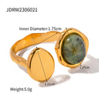 Chunky Sleek 18K Gold Plated High Quality Multi-patterned Inlaid Stone Design Rings Stainless Steel Tarnish Resistant Ring