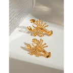 18K PVD-belagt mode geometrisk stor tang hummerformede øreringe rustfrit stål kvinder forebygger allergi Stilfulde smykker