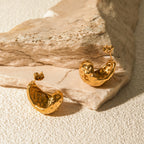 Rustfrit stål Oversize Chunky Smeltet Tekstureret Ørering til Kvinder Forgyldt Vanddråbeform Ørestuds Tykke øreringe Smykker