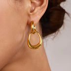 Minimalista Pendiente Circular Hueco Irregular Liso de Acero Inoxidable Chapado en Oro de 18k Joyería de Encanto Moderna para Mujer