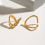 Zora Minimalist 2pcs Stacking Ring Set Gold Plated Stainless Steel V Shape Double Layer Design Fade Resistant Unisex Jewelry