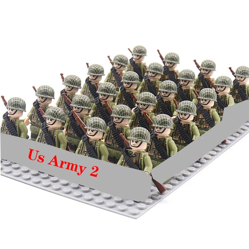 24 Pcs/Lot WW2 Military Figures Building Blocks Nation Army Soldiers Assemble Bricks Educational For Boys Christmas Gift  Toys