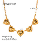 18K Gold Plated Stainless Steel Love Heart Series Smooth Earrings & Necklace Set Semi-detached Brushed Low Key Women Luxury Jewelry