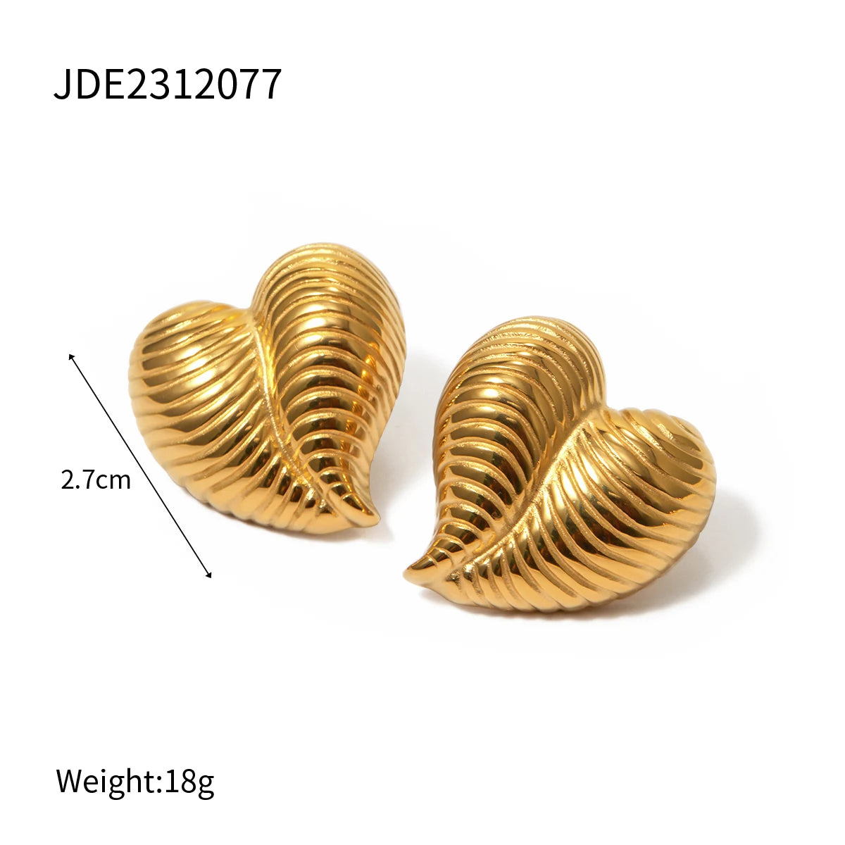 クリエイティブ 18K ゴールドメッキ ステンレススチール シック ファッション リブデザイン ラブハート ピアス インレイ ダイヤモンド チャーム エレガント ジュエリー