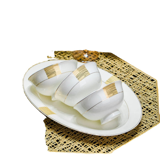 Simple and Luxury Jingdezhen Bone Porcelain Tableware Set Bowl and Plate Set Set Bowl and Plate Combination