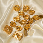 18K PVD forgyldt rustfrit stål Gevind kombinationsserie øreringe Metallic Series Charm Plettet Gratis Trendy smykker Bijoux