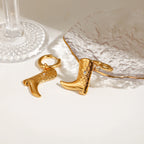 Minimalist 18k Gold Plated Stainless Steel Boot Patterned Pendants Hoop Earrings Women Anti Allergic Rust Jewelry