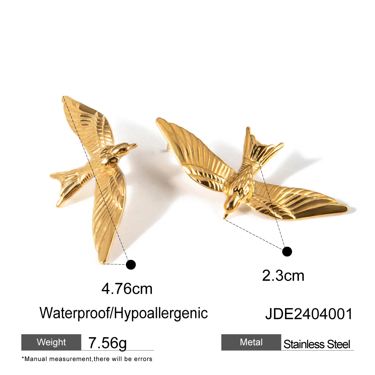 Orecchini a Nappa con Colomba della Pace Retrò Spilla Uccello Placcati 18K PVD Donna Acciaio Inossidabile Anti Allergico Antiruggine Gioielli Eleganti