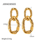 New Trendy Casting Braid Exaggerated Stainless Steel 18K Gold Plated Elliptical Charm Lady Fashion Loop Hoop Earrings - Grand Goldman