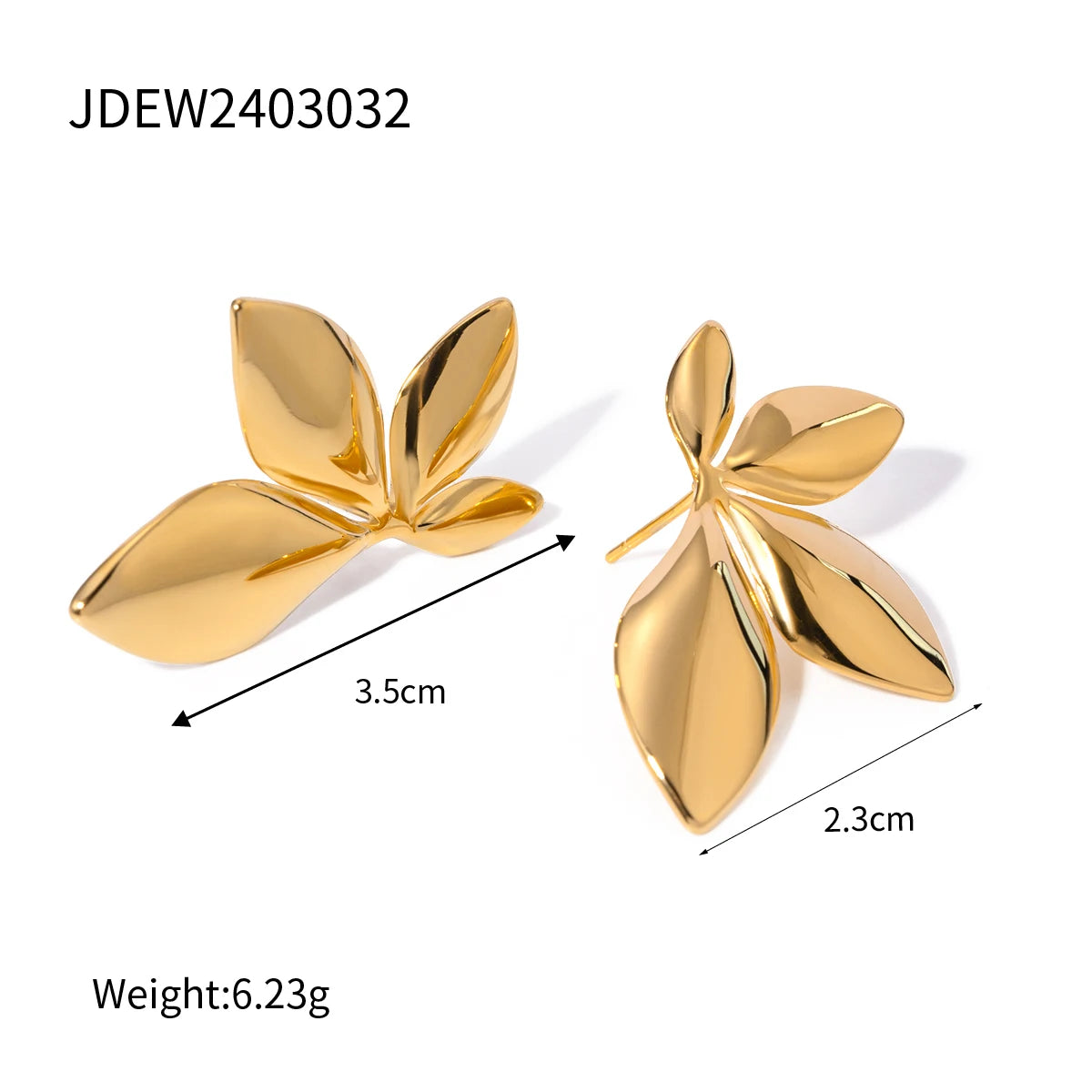 Licht Luxe 18K Verguld Roestvrij Stalen Gouden Bloem Blad Ontwerp Oorbellen Ring Set Dames Vintage Mode Persoonlijkheid Sieraden