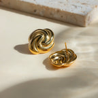 Roestvrijstalen Spiraal Rotatie Vintage Oorknopjes PVD 18k Geplateerd Hoge Kwaliteit Gratis Temperament Charme Sieraden voor Vrouwen