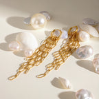 Waterproof 18k Stainless Steel Square Button Hand Tassel Stud Earrings High Quality Fashion Statement Jewelry Women Gala Gift