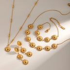 Bracciale/Collana/Orecchini a Bottone Minimalista alla Moda a Forma di Girasole Placcati in Oro 18K in Acciaio Inossidabile Set di Gioielli Resistenti all'Acqua