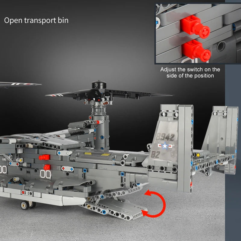 1685Pcs City Military Osprey Fighter RC Aircraft WW2 Building Block Remote Control  Bricks Airplane Toys for Boys Gifts