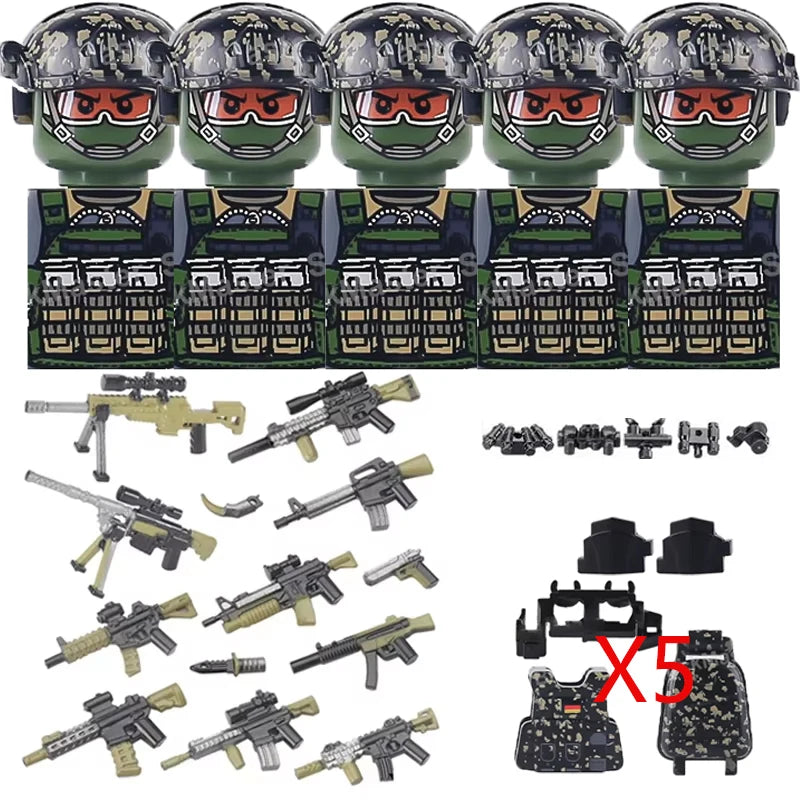 Military Special Forces MOC Building Block German KSK Special Forces Soldier Figure SWAT Army Gun Weapon Vest Backpack Brick Toy