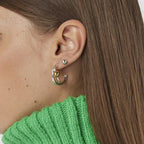 Zora 18k vergulde roestvrijstalen dubbele ring gouden kraal trendy oorclip