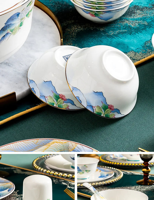 Jingdezhen Ceramic Bowls, Dishes, Dishes, Tableware Set, Bowls and Chopsticks Set