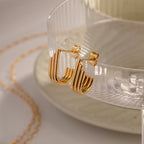 18k forgyldt minimalistisk lys Hyggelig tre-lags cirkel U-formede øreringe i rustfrit stål, kvinder, rustfrit statement smykker