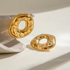 Übertriebene 18k vergoldete Edelstahl-Hammerkorn O-förmige Ohrringe für Frauen 18K Edelstahl Hochwertiger Schmuck Bijoux