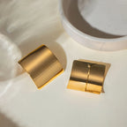 18K PVD Plated Stainless Steel Minimalist Plain Rectangular Raised Stud Earrings Waterproof High Quality Attractive Jewelry