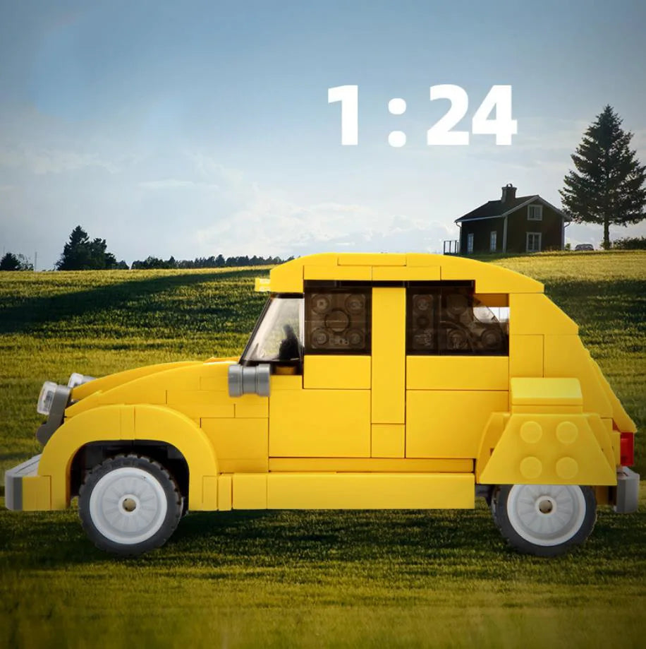 Technical 1:12 Scale Citroens 2cv Building Block Vintage Car 2.4ghz Radio Remote Control Vehicle Bricks Model Rc Toys Collection