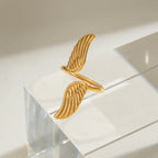 Übertriebene Friedens-Taubenflügel Retro Trend Offener Ring Damen Trendiger 18K Edelstahl Charm Anti-Allergische Schmuck Gala Geschenk