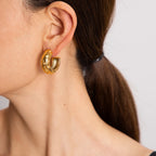 Stilfuldt unikt kærlighedshjerte hult C-formet ørering rustfrit stål 18k forgyldt kvinder anti allergisk metal karakteristiske smykker