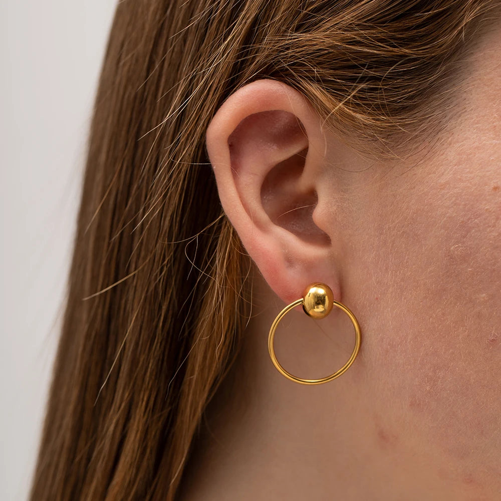 Kadınlar için Minimalist Paslanmaz Çelik Top Damla Küpe Seti Tasarım Rahat Yuvarlak Kolye Bayan Takı Hediyesi Pendientes Mujer