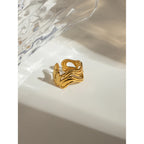 18K vergoldeter Edelstahl-Doppelgewinde-Öffnungsring, antiallergisch, metallfrei, temperamentvoller Schmuck, tägliches Geschenk für Frauen