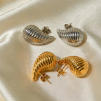 Vintage Popular Stainless Steel Water Drop Shaped Stud Earrings 18K PVD Plated Waterproof Texture Charm Daily Jewelry Gift 2024