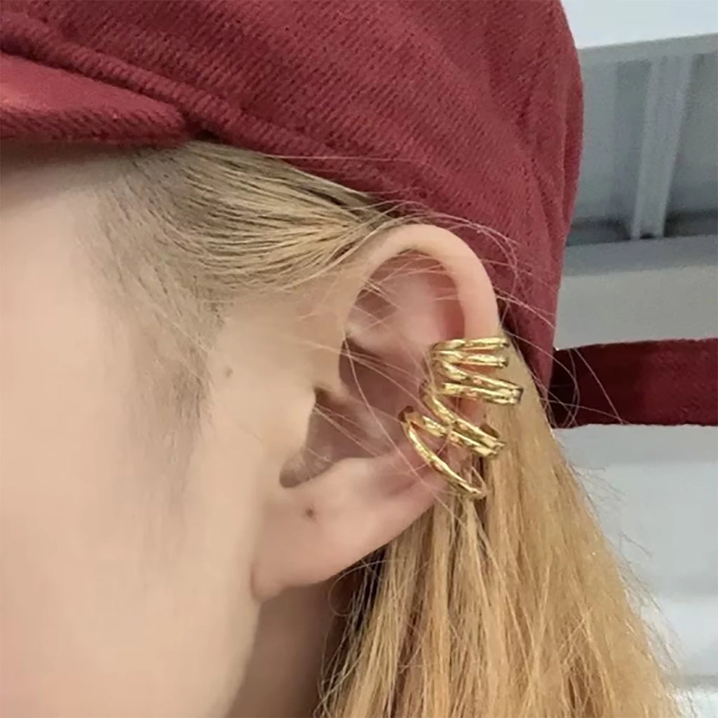 Minimalistisk 18k forgyldt lys Hyggelig flerlags øreclips Kvinder Charmerende Personaliseret rustfrit stål Statement smykker