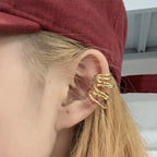 Minimalistisk 18k forgyldt lys Hyggelig flerlags øreclips Kvinder Charmerende Personaliseret rustfrit stål Statement smykker