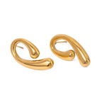 Minimalistisk 18K forgyldt rustfrit stål blank vanddråbe komma uregelmæssige øreringe kvinder daglige trendy charmsmykker