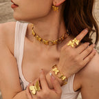 2023 Nieuwe Armband Ketting Oorbellen voor Vrouwen Roestvrij Staal Open-lus 18K Goud Vergulde Vlinder Serie Sieradensets