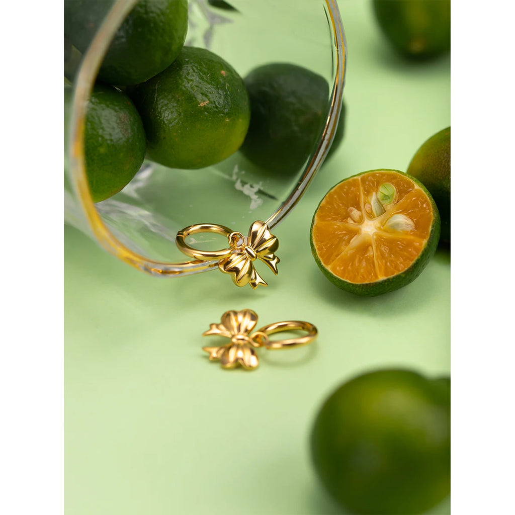 Stainless Steel Exquisite 18K Geometric Minimalist Bowknot Shaped Hoop Earrings Rust Proof Women High Quality Party Gift