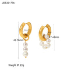 Pendientes de perla con colgante de temperamento de acero inoxidable de moda chapado en oro de 18K, joyería para mujer sin deslustre, declaración