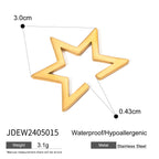 Zomer Licht Luxe 18K Goud Vergulde Roestvrijstalen Inkeping Ster Oorclip Gepolijst Metaal Statement Textuur Mode Sieraden