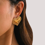 Rustfrit stål Minimalistisk C form konvekse kærlighedshjerte øreringe 18k forgyldte Anti-allergisk Stilfuldt frit temperament Bijoux smykker