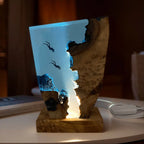 Seabed Exploration Organism Resin Table Light with 2 Divers – Deep Sea Cave Night Light for Bedroom, Office & Home Decor