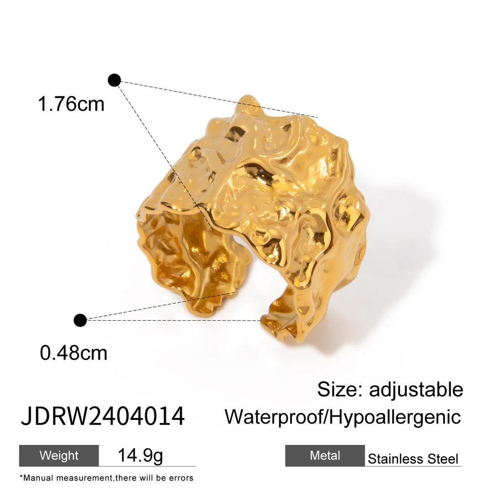 Minimalist Multi-style Stainless Steel Design Open Ring Gold Color Light Cozy Women Charm 18K PVD Plated Statement Jewelry - Grand Goldman