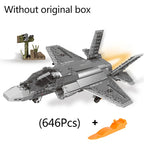Military Series F35 Fighter Air Battle Plane Building Blocks Across The Battlefield DIY Creative Toys for Children Birthday Gift