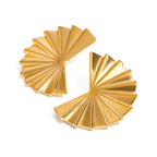 18K goud vergulde roestvrijstalen gladde geplooide waaier-vormige oorbellen dames charms metalen textuur waterdichte sieraden gala cadeau