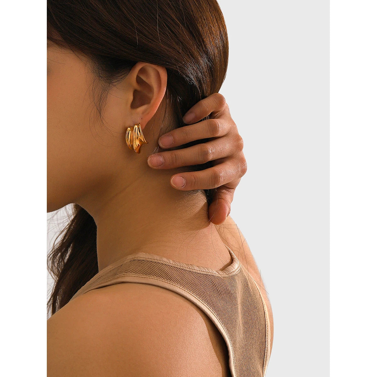 Minimalistisk rustfrit stål 18 karat guld mode uregelmæssigt design øreringe Rustfrit forhindrer allergi Trendy charmsmykker