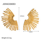 18K forgyldt rustfrit stål hule vinge Vifteformede øreringe Let luksus Chunky vedhæng øreringe til kvinder øre smykker