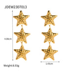 Tarnish Free Hammer Effect Geometric Pentagram Design Stainless Steel Earrings PVD Plating Waterproof 18k Smooth Pendant Earring