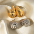 Rustfrit stål minimalistisk 18 karat guld mode tekstureret vanddråbe øreringe Rustfri kvinder Trendy charme Stilfuld gallagave