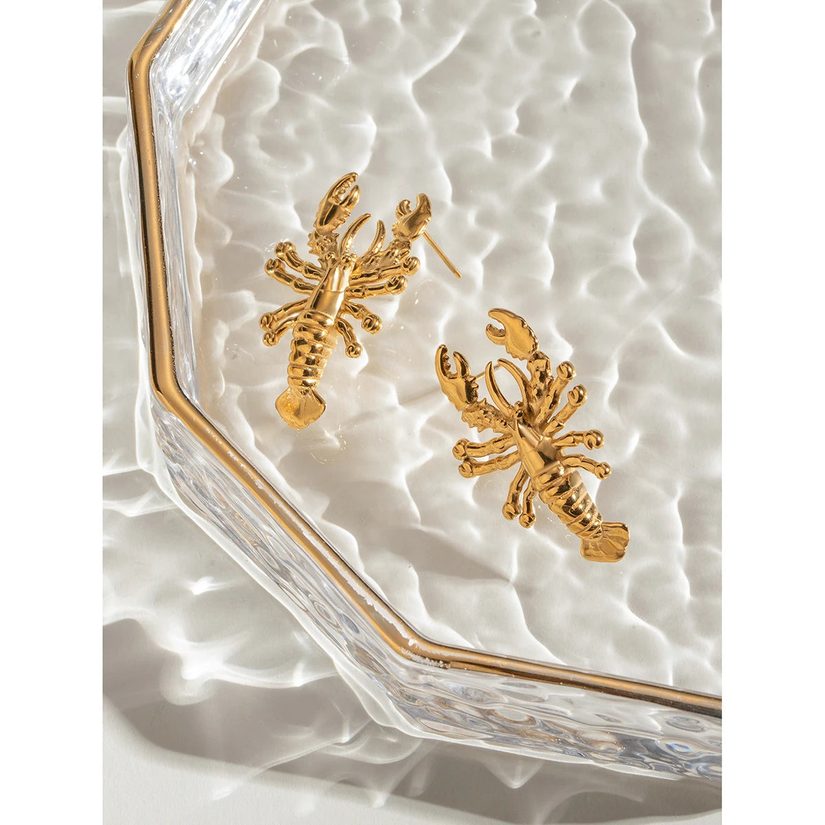 18K PVD-belagt mode geometrisk stor tang hummerformede øreringe rustfrit stål kvinder forebygger allergi Stilfulde smykker